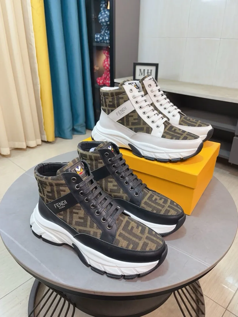 Men's shoes 💰458🌹🌹【fendi Fendi】: 🔝High-end brand of men's shoes: high-top series: official website 1:1 latest masterpiece: the upper is made of brand fabric with imported cowhide technology, ➕🐑made in sheepskin👍, making walking more convenient and comfortable, a stunning work, compared with the official quality, the beautiful 1:1 replica [color]! Create a fashionable personality to set off your uniqueness! A must-have for trendy men! 🔥Size: 38-44.